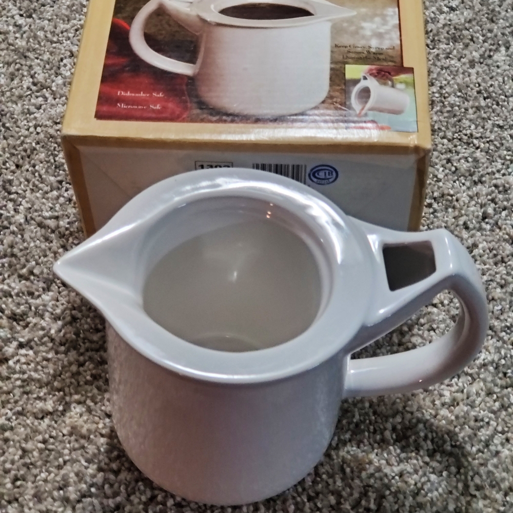 Vintage White Ceramic Warming Pitcher